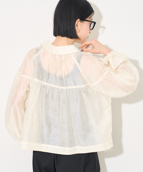 FREAK'S STORE(フリークスストア)の「シアーブルゾン(シャツ/ブラウス・レディース・ブラック/オフホワイト/オリーブ・フリ-)」の12枚目の写真