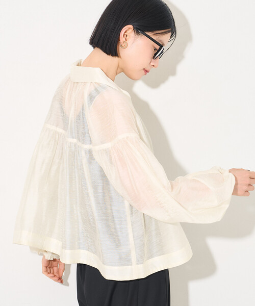 FREAK'S STORE(フリークスストア)の「シアーブルゾン(シャツ/ブラウス・レディース・ブラック/オフホワイト/オリーブ・フリ-)」の13枚目の写真