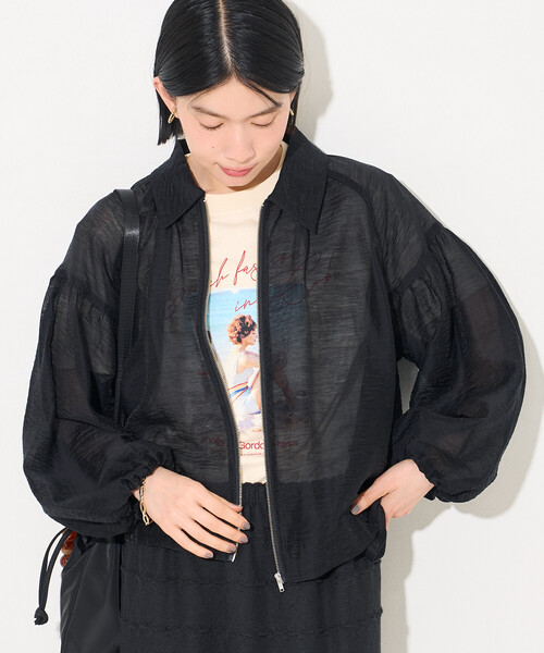 FREAK'S STORE(フリークスストア)の「シアーブルゾン(シャツ/ブラウス・レディース・ブラック/オフホワイト/オリーブ・フリ-)」の19枚目の写真