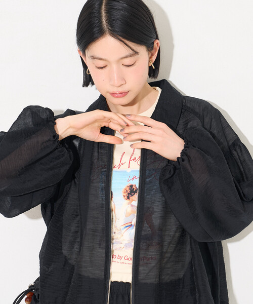FREAK'S STORE(フリークスストア)の「シアーブルゾン(シャツ/ブラウス・レディース・ブラック/オフホワイト/オリーブ・フリ-)」の21枚目の写真