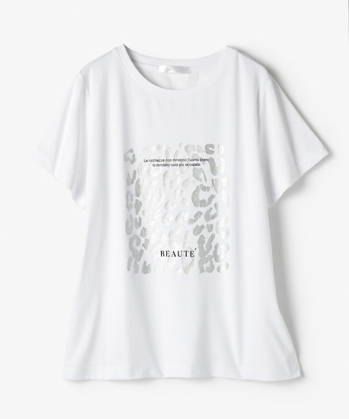 DoCLASSE( ドゥクラッセ)の「コットン混・グラフィックTシャツ(Tシャツ/カットソー・レディース・ホワイト×ブラック/ホワイト/ネイビー/ブルーグレー/ダークブラウン/チャコール/ライトグレー・3L/LL/S/M/L)」の19枚目の写真