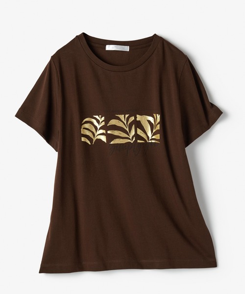 DoCLASSE( ドゥクラッセ)の「コットン混・グラフィックTシャツ(Tシャツ/カットソー・レディース・ホワイト×ブラック/ホワイト/ネイビー/ブルーグレー/ダークブラウン/チャコール/ライトグレー・3L/LL/S/M/L)」の8枚目の写真