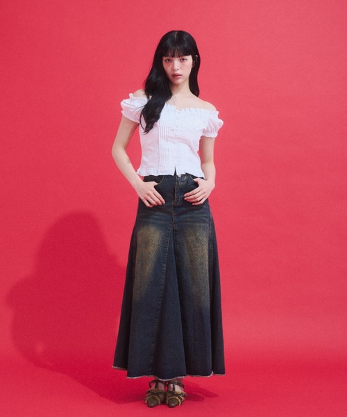 GAB GAB(ガブガブ)の「Shirred Off-Shoulder Blouse/シャーリングオフショルブラウス(シャツ/ブラウス・レディース・ホワイト・FREE)」の8枚目の写真