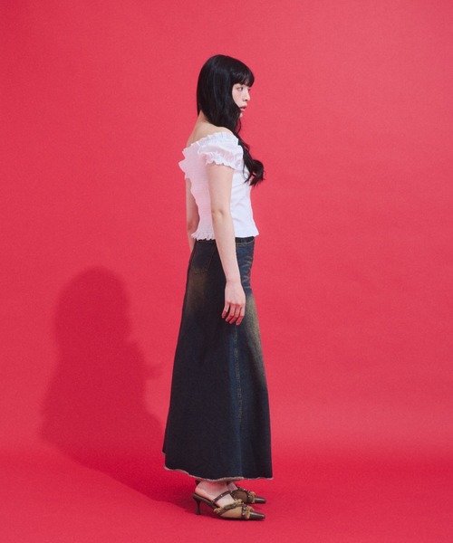 GAB GAB(ガブガブ)の「Shirred Off-Shoulder Blouse/シャーリングオフショルブラウス(シャツ/ブラウス・レディース・ホワイト・FREE)」の10枚目の写真