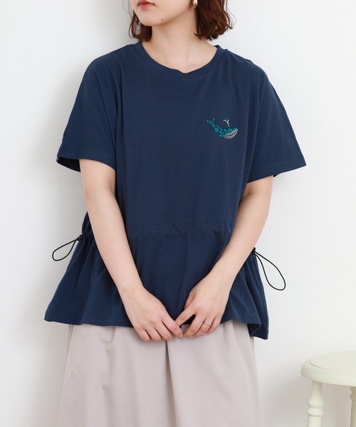 Emago(イマゴ)の「EMAGO くじら刺繍ワイドT 半袖(Tシャツ/カットソー・レディース・ホワイト・FREE)」の9枚目の写真
