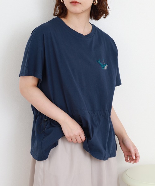 Emago(イマゴ)の「EMAGO くじら刺繍ワイドT 半袖(Tシャツ/カットソー・レディース・ホワイト・FREE)」の10枚目の写真