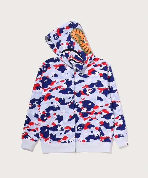 A BATHING APE（アベイシングエイプ）の「STA STRIKE CAMO SHARK RELAXED FIT FULL ZIP HOODIE（パーカー・メンズ・ブルー/ホワイト・XX-LARGE/MEDIUM/SMALL/X-LARGE/LARGE）」の3枚目の写真