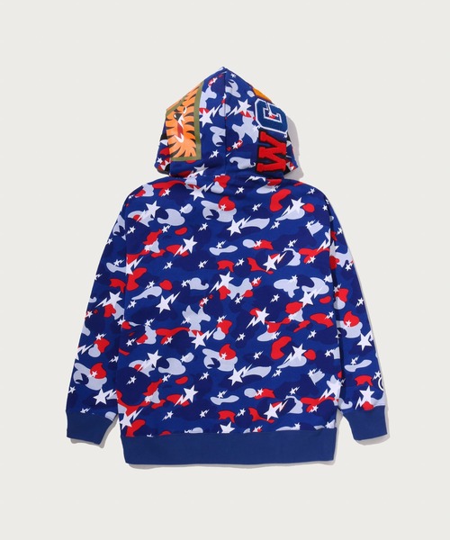 A BATHING APE（アベイシングエイプ）の「STA STRIKE CAMO SHARK RELAXED FIT FULL ZIP HOODIE（パーカー・メンズ・ブルー/ホワイト・XX-LARGE/MEDIUM/SMALL/X-LARGE/LARGE）」の6枚目の写真