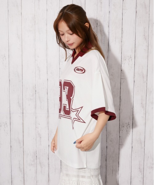 GORGE(ゴージ)の「《ナンバリング・刺しゅう入り》ユニフォームTシャツ/ストリート×スポーティ/春夏/全3色(Tシャツ/カットソー・レディース・オフホワイト/ボルドー/ネイビー・F)」の19枚目の写真