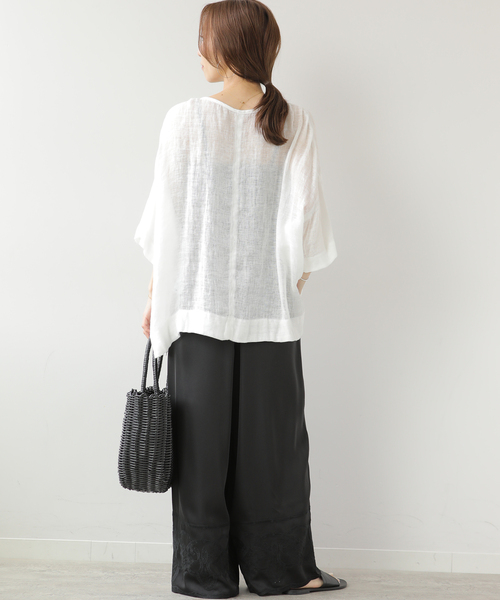 JOURNAL STANDARD relume(ジャーナルスタンダード レリューム)の「サテンエンブロイダリーヘムパンツ(その他パンツ・レディース・ブラウン/ブラック・FREE)」の5枚目の写真