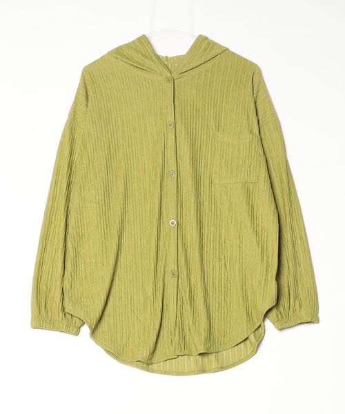 gossip!ロサンゼルス(ゴシップロサンゼルス)の「YUGA ドロップショルダー オーバーサイズ フード付きトップス(シャツ/ブラウス・レディース・グリーン/ホワイト・L/M)」の17枚目の写真