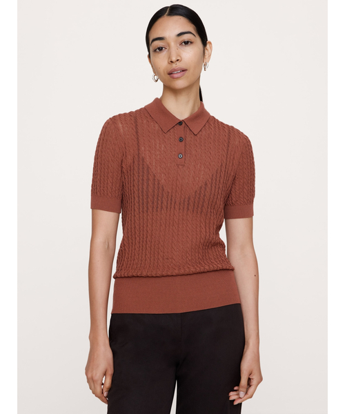 Banana Republic(バナナリパブリック)の「SS JASPER CABLE POLO(ニット/セーター・レディース・グリーン/その他/ブラック・S/XS/M/L)」の3枚目の写真