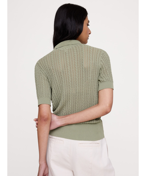 Banana Republic(バナナリパブリック)の「SS JASPER CABLE POLO(ニット/セーター・レディース・グリーン/その他/ブラック・S/XS/M/L)」の4枚目の写真