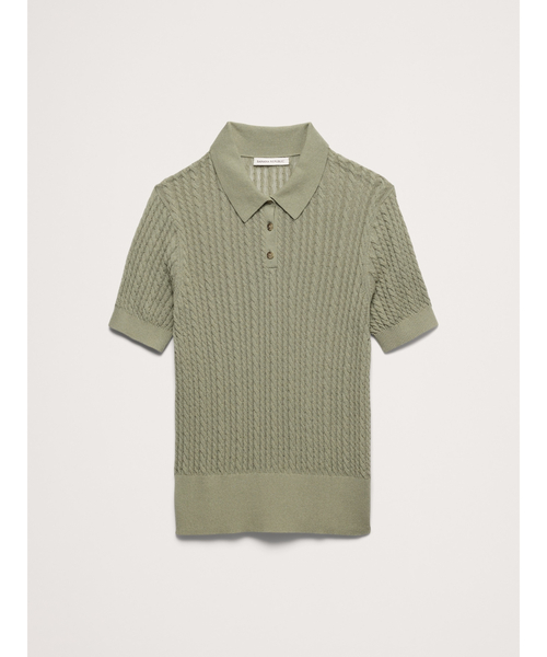 Banana Republic(バナナリパブリック)の「SS JASPER CABLE POLO(ニット/セーター・レディース・グリーン/その他/ブラック・S/XS/M/L)」の6枚目の写真