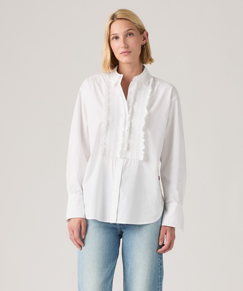 Levi's(リーバイス)の「Levi's/リーバイス ハーリー ボーイフレンド タキシード ラッフルシャツ(シャツ/ブラウス・レディース・ホワイト・M/S/XS)」の2枚目の写真