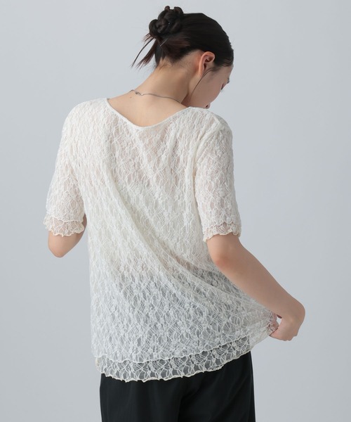 LEPSIM（レプシィム）の「《オフィスライン》レース2WAYプルオーバーSS　1044323（シャツ/ブラウス・レディース・ブラック/オフホワイト・FREE）」の5枚目の写真