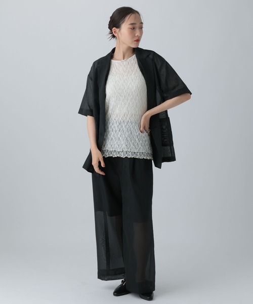 LEPSIM（レプシィム）の「《オフィスライン》レース2WAYプルオーバーSS　1044323（シャツ/ブラウス・レディース・ブラック/オフホワイト・FREE）」の6枚目の写真