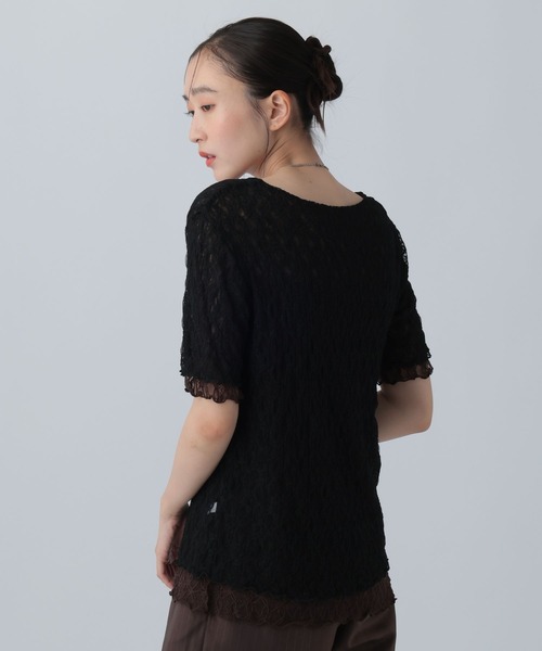 LEPSIM（レプシィム）の「《オフィスライン》レース2WAYプルオーバーSS　1044323（シャツ/ブラウス・レディース・ブラック/オフホワイト・FREE）」の9枚目の写真