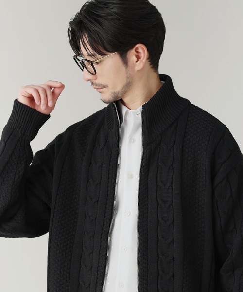 LIL VENDARS(リルヴェンダース)の「Buyer's Select / アラン柄ダブルジップドライバーズニット(ニット/セーター・メンズ・ネイビー/ナチュラル/ブラック・L/M)」の17枚目の写真