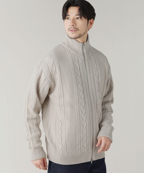 LIL VENDARS(リルヴェンダース)の「Buyer's Select / アラン柄ダブルジップドライバーズニット(ニット/セーター・メンズ・ネイビー/ナチュラル/ブラック・L/M)」の21枚目の写真