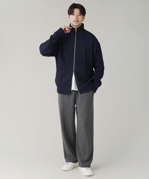 LIL VENDARS(リルヴェンダース)の「Buyer's Select / アラン柄ダブルジップドライバーズニット(ニット/セーター・メンズ・ネイビー/ナチュラル/ブラック・L/M)」の4枚目の写真