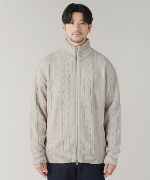 LIL VENDARS(リルヴェンダース)の「Buyer's Select / アラン柄ダブルジップドライバーズニット(ニット/セーター・メンズ・ネイビー/ナチュラル/ブラック・L/M)」の8枚目の写真