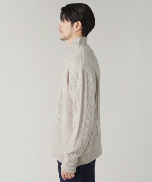 LIL VENDARS(リルヴェンダース)の「Buyer's Select / アラン柄ダブルジップドライバーズニット(ニット/セーター・メンズ・ネイビー/ナチュラル/ブラック・L/M)」の9枚目の写真