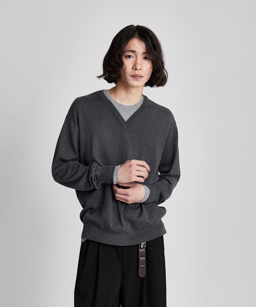 SINSS(シンス)の「Layered V-neck knit / レイヤードVネックニット(ニット/セーター・メンズ・ブルー/ブラウン/チャコールグレー/レッド・LARGE/SMALL/X-SMALL/MEDIUM)」の9枚目の写真