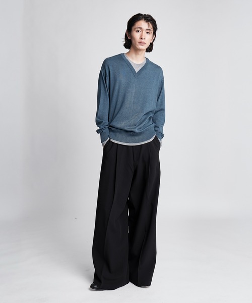 SINSS(シンス)の「Layered V-neck knit / レイヤードVネックニット(ニット/セーター・メンズ・ブルー/ブラウン/チャコールグレー/レッド・LARGE/SMALL/X-SMALL/MEDIUM)」の17枚目の写真