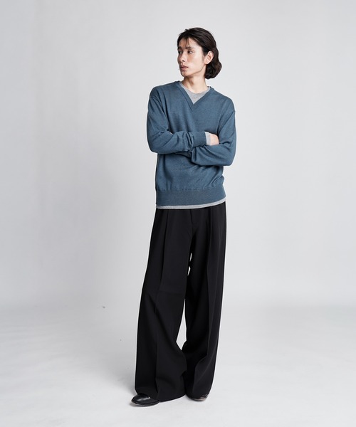 SINSS(シンス)の「Layered V-neck knit / レイヤードVネックニット(ニット/セーター・メンズ・ブルー/ブラウン/チャコールグレー/レッド・LARGE/SMALL/X-SMALL/MEDIUM)」の19枚目の写真