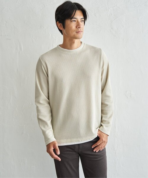 ikka(イッカ)の「ドライワッフルフェイクロンT【親子コーデ】(Tシャツ/カットソー・メンズ・ネイビー/グリーン/ブラウン/ブラック/ベージュ・XL/L/M)」の18枚目の写真