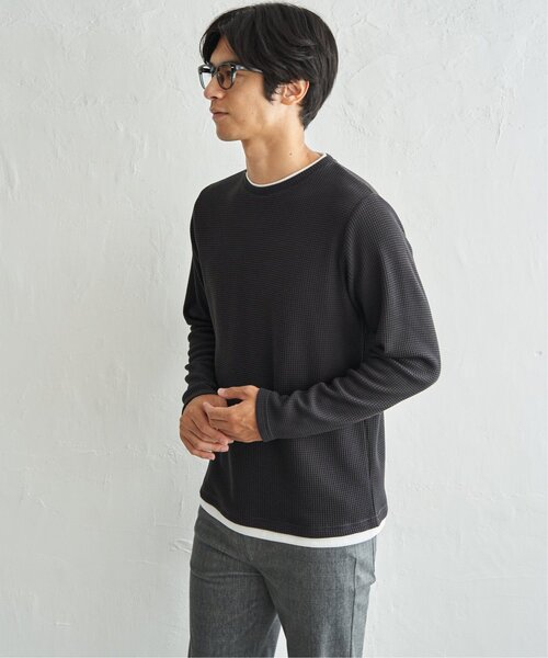 ikka(イッカ)の「ドライワッフルフェイクロンT【親子コーデ】(Tシャツ/カットソー・メンズ・ネイビー/グリーン/ブラウン/ブラック/ベージュ・XL/L/M)」の22枚目の写真