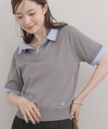 シャツ襟ドッキングニット