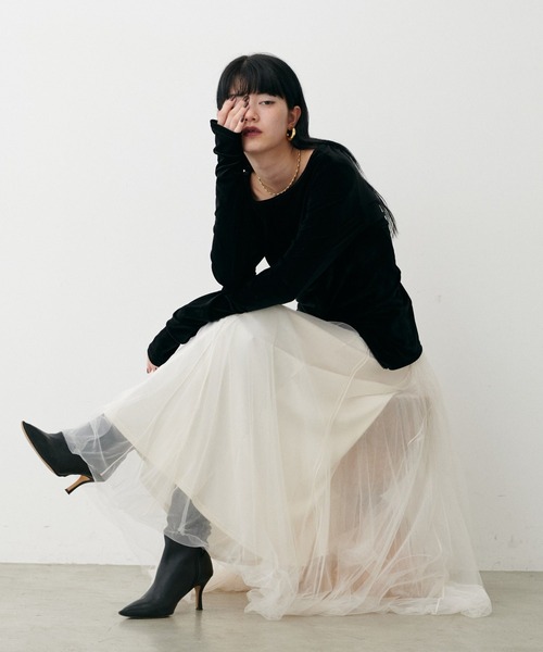 LARUTA（ラルータ）の「【LARUTA】ボリュームチュールスカート（スカート・レディース・ドット/オフホワイト/ブラック/グレー・FREE）」の13枚目の写真