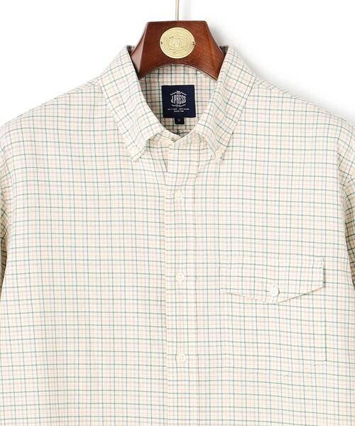 J.PRESS（ジェイプレス）の「【柔らかな風合い】J.PRESS MEN コットンビエラ タッタソールチェックシャツ（シャツ/ブラウス・メンズ・グリーン系3/ブルー系3・SMALL/MEDIUM/LARGE/X-LARGE）」の5枚目の写真
