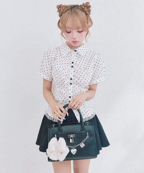 OLIVE des OLIVE（オリーブデオリーブ）の「フロントベルトミニトートバッグ（トートバッグ・レディース・オフホワイト/ピンク/ブラック・FREE）」の13枚目の写真