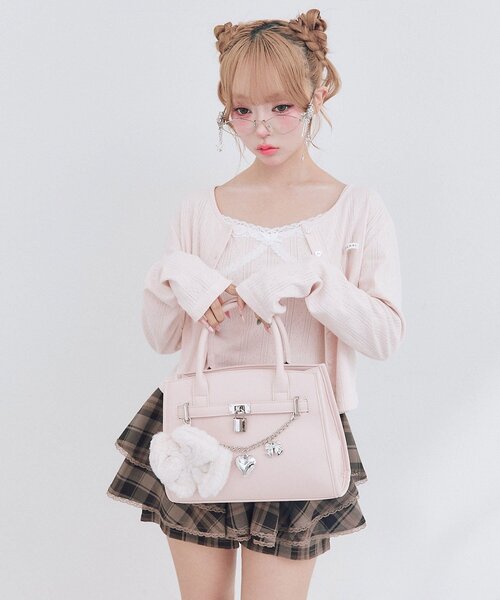 OLIVE des OLIVE（オリーブデオリーブ）の「フロントベルトミニトートバッグ（トートバッグ・レディース・オフホワイト/ピンク/ブラック・FREE）」の15枚目の写真