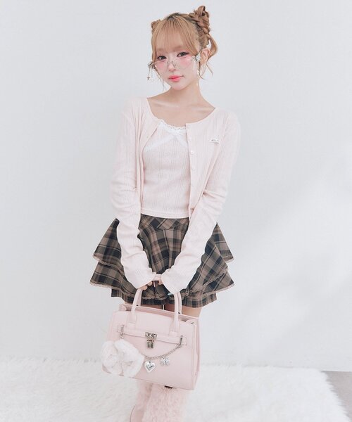 OLIVE des OLIVE（オリーブデオリーブ）の「フロントベルトミニトートバッグ（トートバッグ・レディース・オフホワイト/ピンク/ブラック・FREE）」の16枚目の写真