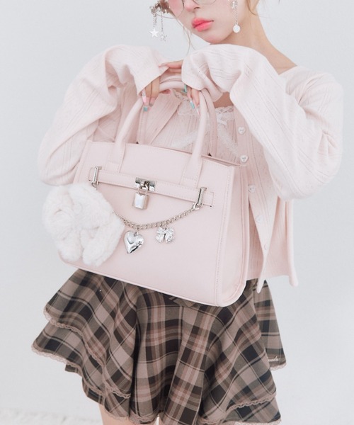 OLIVE des OLIVE（オリーブデオリーブ）の「フロントベルトミニトートバッグ（トートバッグ・レディース・オフホワイト/ピンク/ブラック・FREE）」の5枚目の写真
