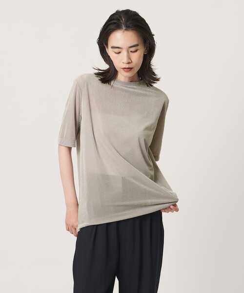 MARW UNITED ARROWS（マルゥ ユナイテッドアローズ）の「＜MARW UNITED ARROWS＞シアー ベロア リブ ショートスリーブ トップス（Tシャツ/カットソー・レディース・ダークオレンジ/オフホワイト/ライトグレー/ブラック・FREE）」の3枚目の写真