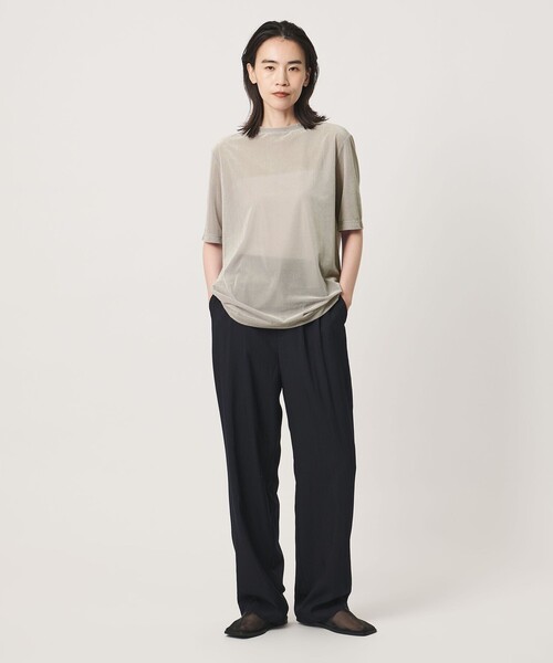 MARW UNITED ARROWS（マルゥ ユナイテッドアローズ）の「＜MARW UNITED ARROWS＞シアー ベロア リブ ショートスリーブ トップス（Tシャツ/カットソー・レディース・ダークオレンジ/オフホワイト/ライトグレー/ブラック・FREE）」の8枚目の写真