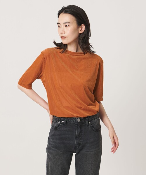 MARW UNITED ARROWS（マルゥ ユナイテッドアローズ）の「＜MARW UNITED ARROWS＞シアー ベロア リブ ショートスリーブ トップス（Tシャツ/カットソー・レディース・ダークオレンジ/オフホワイト/ライトグレー/ブラック・FREE）」の11枚目の写真