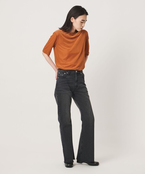 MARW UNITED ARROWS（マルゥ ユナイテッドアローズ）の「＜MARW UNITED ARROWS＞シアー ベロア リブ ショートスリーブ トップス（Tシャツ/カットソー・レディース・ダークオレンジ/オフホワイト/ライトグレー/ブラック・FREE）」の12枚目の写真