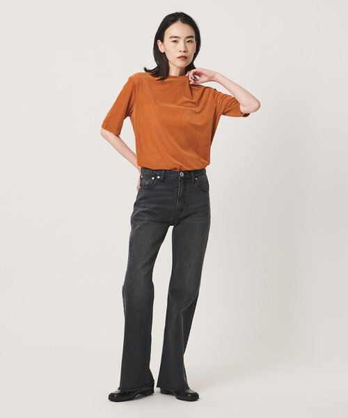MARW UNITED ARROWS（マルゥ ユナイテッドアローズ）の「＜MARW UNITED ARROWS＞シアー ベロア リブ ショートスリーブ トップス（Tシャツ/カットソー・レディース・ダークオレンジ/オフホワイト/ライトグレー/ブラック・FREE）」の13枚目の写真