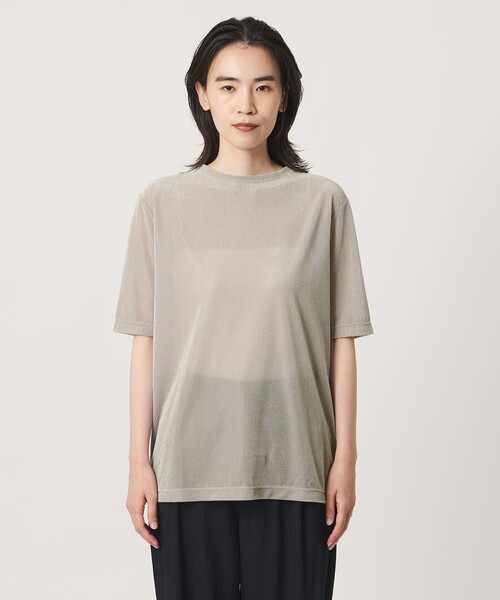 MARW UNITED ARROWS（マルゥ ユナイテッドアローズ）の「＜MARW UNITED ARROWS＞シアー ベロア リブ ショートスリーブ トップス（Tシャツ/カットソー・レディース・ダークオレンジ/オフホワイト/ライトグレー/ブラック・FREE）」の14枚目の写真
