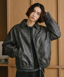 RAGEBLUE（レイジブルー）の「SYNTHETIC LEATHER DOUBLE ZIP COMPACT BLOUSON/シンセティックレザーダブルジップコンパクトブルゾン（ブルゾン）」