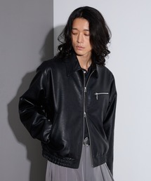 RAGEBLUE | SYNTHETIC LEATHER DOUBLE ZIP COMPACT BLOUSON/シンセティックレザーダブルジップコンパクトブルゾン(ブルゾン)