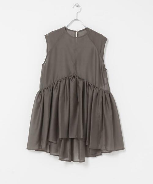 URBAN RESEARCH ROSSO WOMEN(アーバンリサーチ ロッソ)の「ELENDEEK SHEER PEPLUM BLOUSE(シャツ/ブラウス・レディース・チャコールグレー/ベージュ/レッド・FREE)」の2枚目の写真
