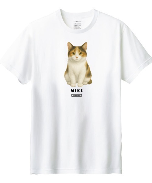 Moftique(モフティック)の「Moftique(モフティック) 半袖Tシャツ 三毛猫 猫 アニマル プリント 5.6オンス トップス カットソー メンズ ユニセックス(Tシャツ/カットソー・メンズ・ブラック/ホワイト・XS/S/M/L/XL)」の1枚目の写真