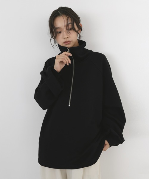 hellam(へラム)の「オーバーサイズハーフジップスウェット(スウェット・レディース・ブラック/オートミール/ブラウン/杢グレー・FREE)」の9枚目の写真